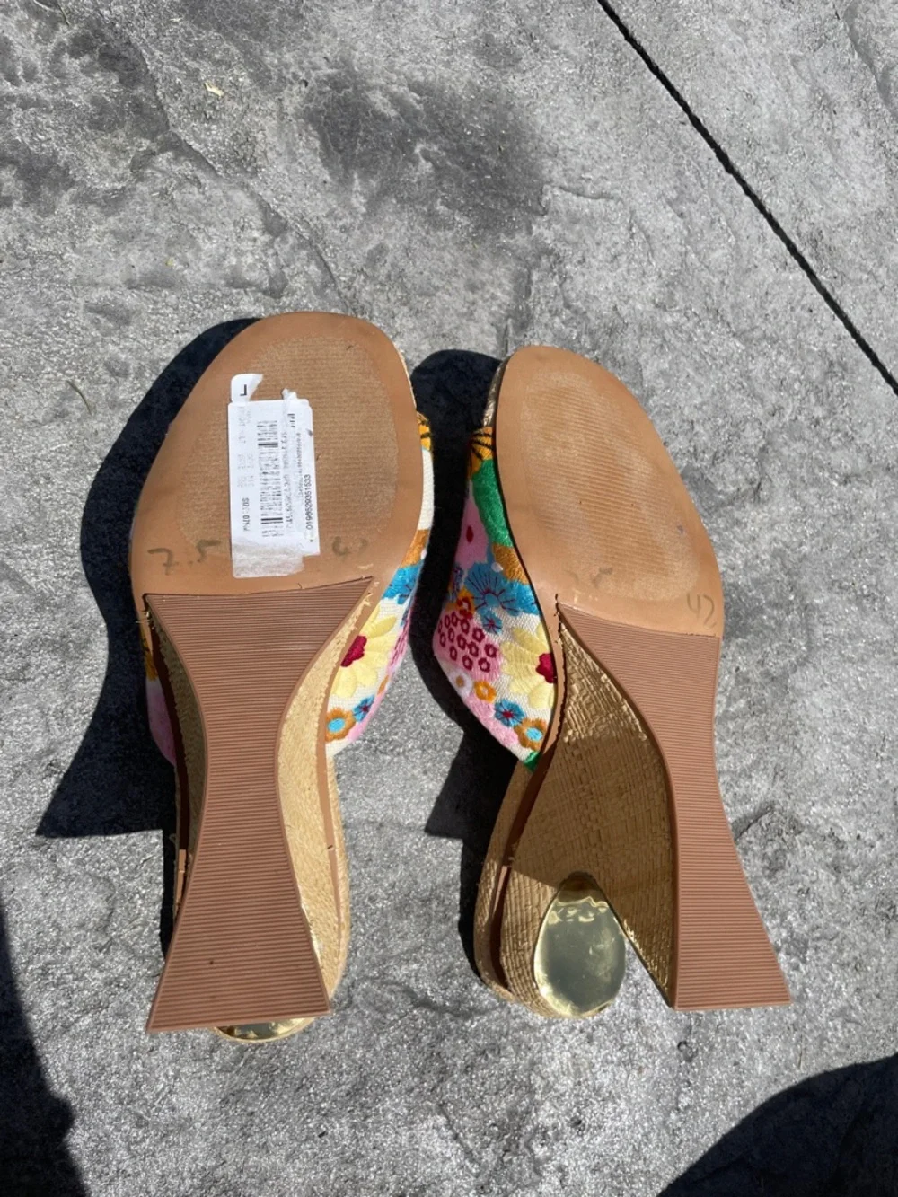 Steve Madden Pink Floral Embroidered Wedge Mules